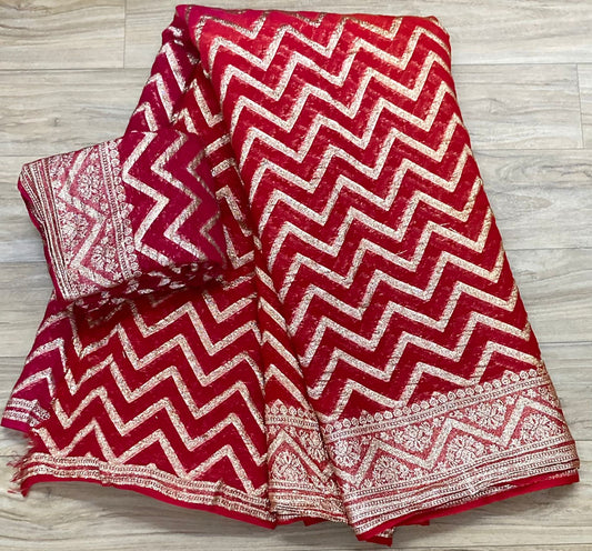 Georgette Zig Zag Pattern Saree