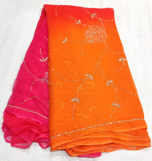 Pure Diamond chiffon saree with beautiful motif work