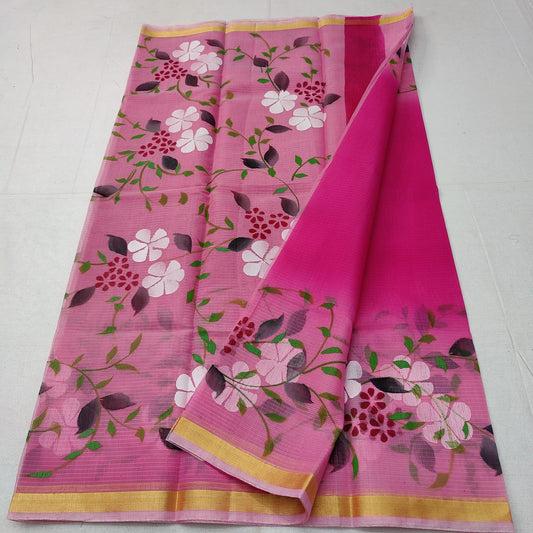 Pure Cotton Kota Doriya Saree With Blouse