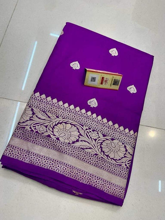 Banarasi Handloom Weaved Khaddi Semi Georgette Saree with Zari Work