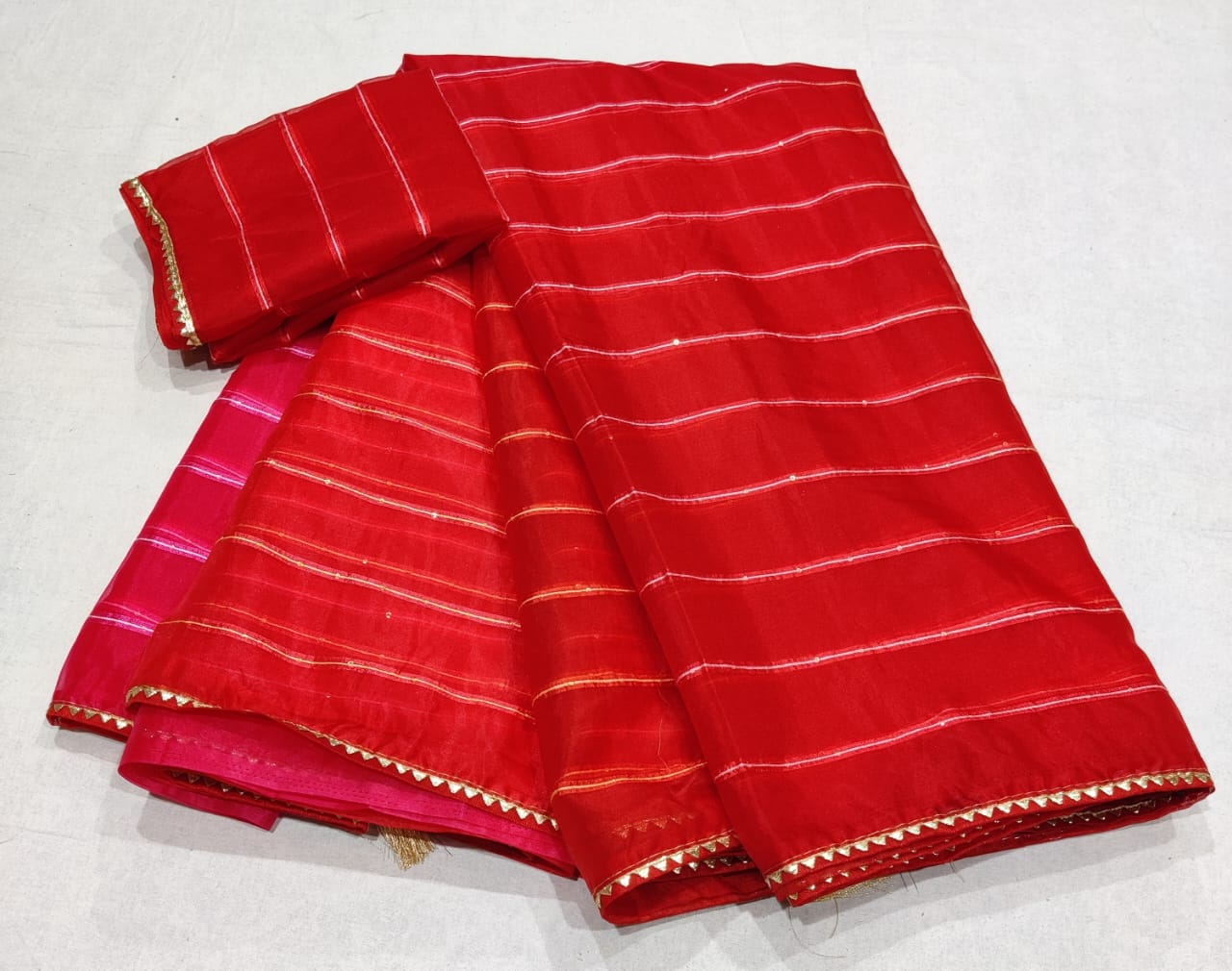Organza Fabric Sequence work Saree with Running blouse