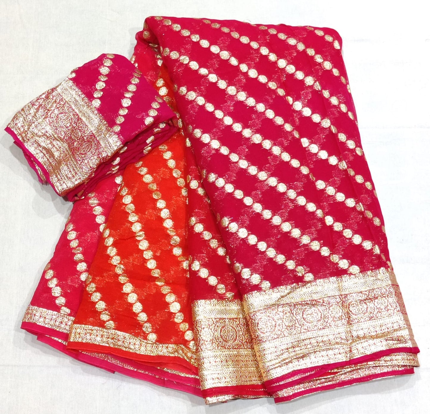 Georgette leheriya pattern saree