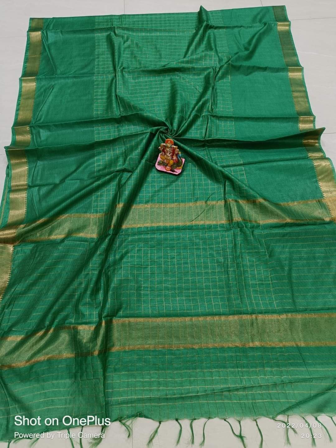 Cyan green handwoven mangalagiri cotton silk saree – GoCoop