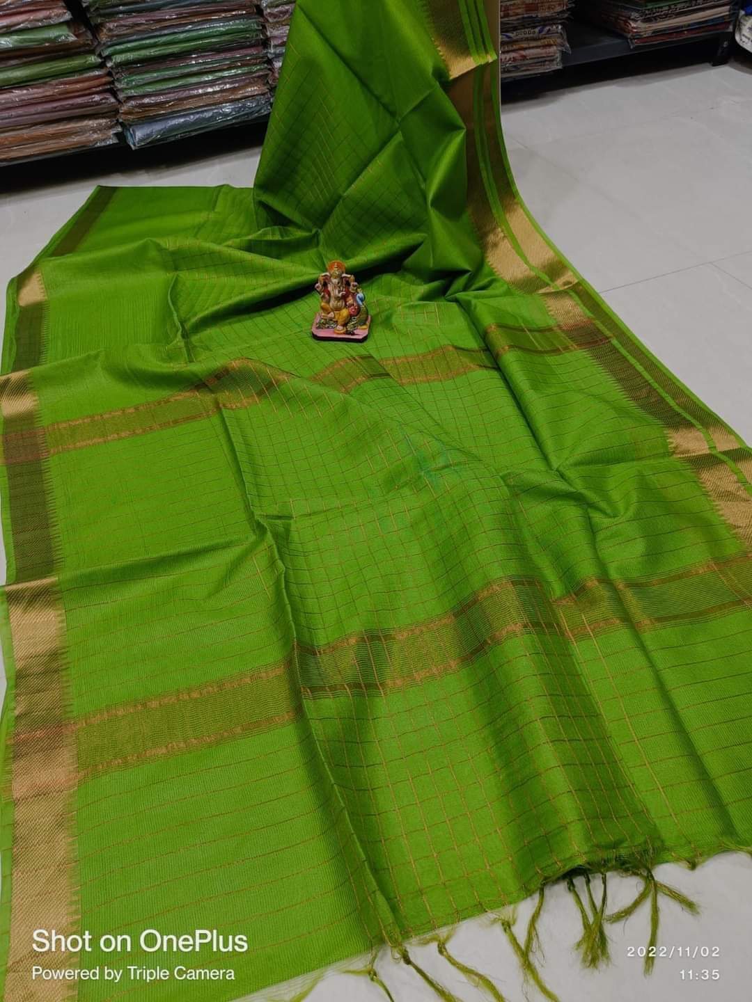 Mangalagiri pattern cotton silk Saree with running blouse