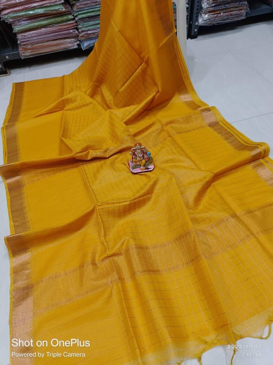 Mangalagiri pattern cotton silk Saree with running blouse