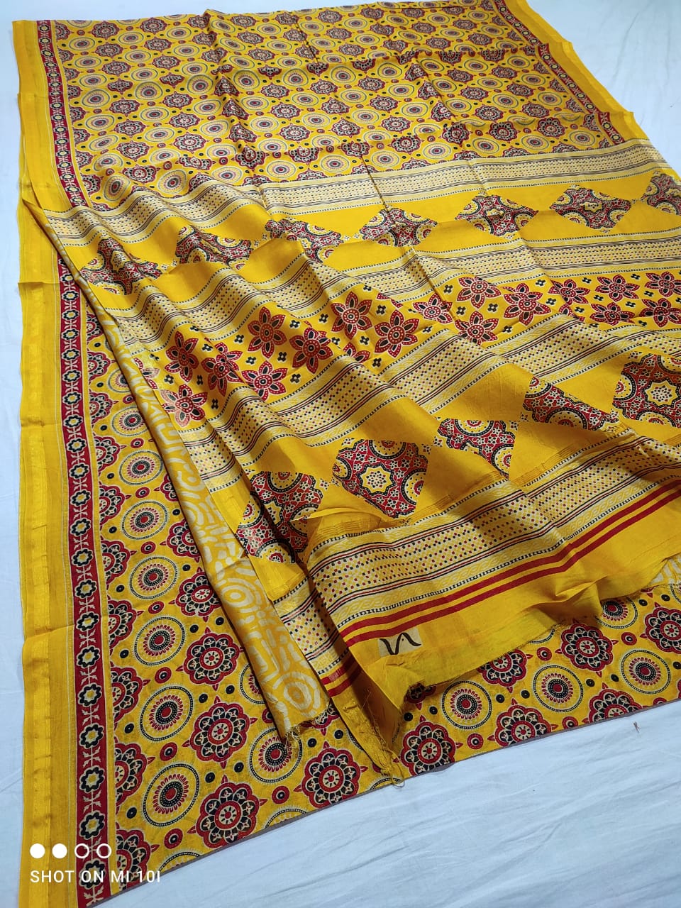 Pure Chanderi Cotton Silk Azrak Print Saree