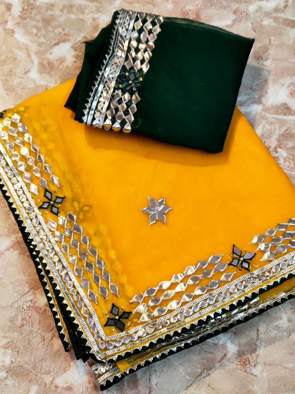 Zynah Organza Silk Saree, Cut Dana, Zardosi, & Gota Patti Handwork; Cu –  ZynahDesign