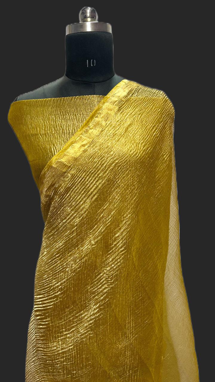 Gold Handwoven Silk Tissue Saree Set Design by Priti Prashant at Pernia's  Pop Up Shop 2024