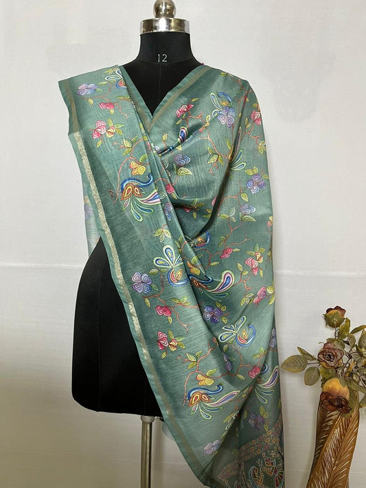 Pure Banarasi Chanderi Silk Pichwai Work Dupatta