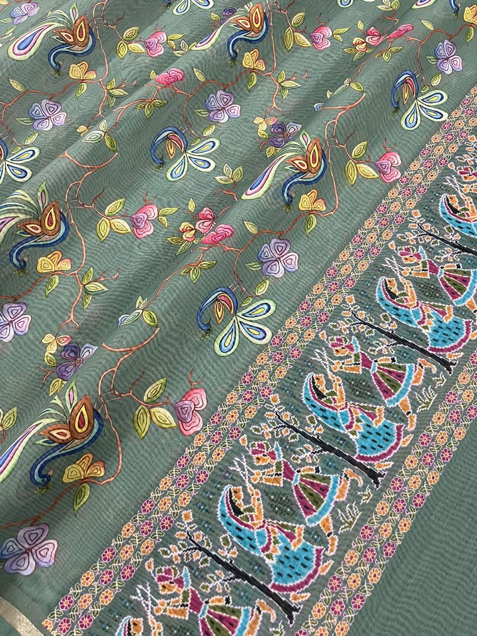 Pure Banarasi Chanderi Silk Pichwai Work Dupatta