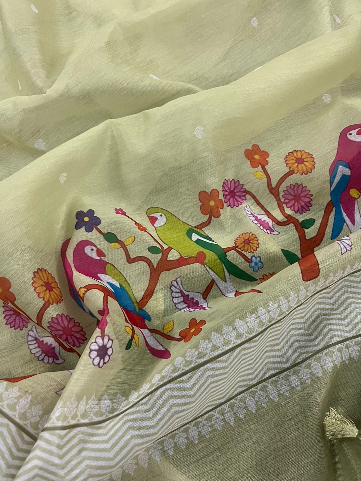 Pure Banarasi Chanderi Silk Pichwai Work Dupatta