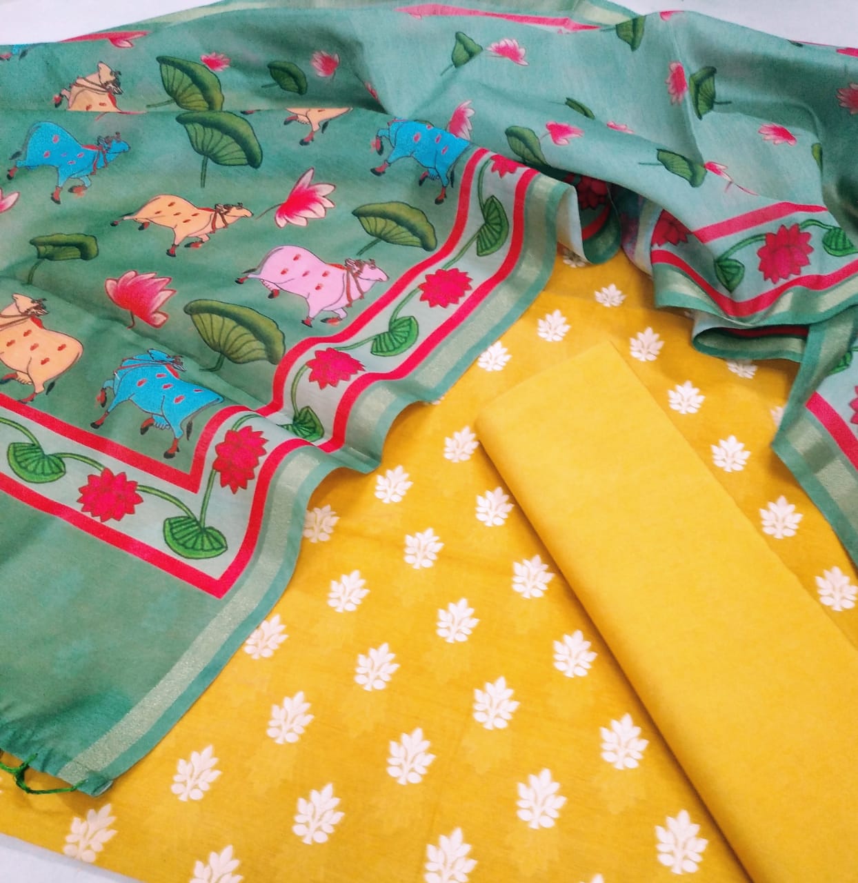 Pure Banarasi Chanderi Silk Pichwai Work Dupatta