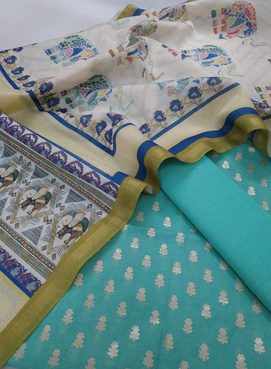 Pure Banarasi Chanderi Silk Pichwai Work Dupatta