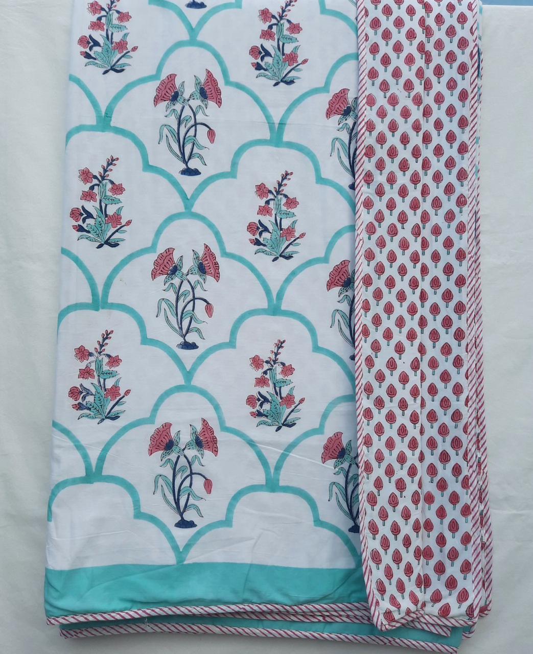 Hand Block Double Sided Print AC Quilt | DOUBLE BED |