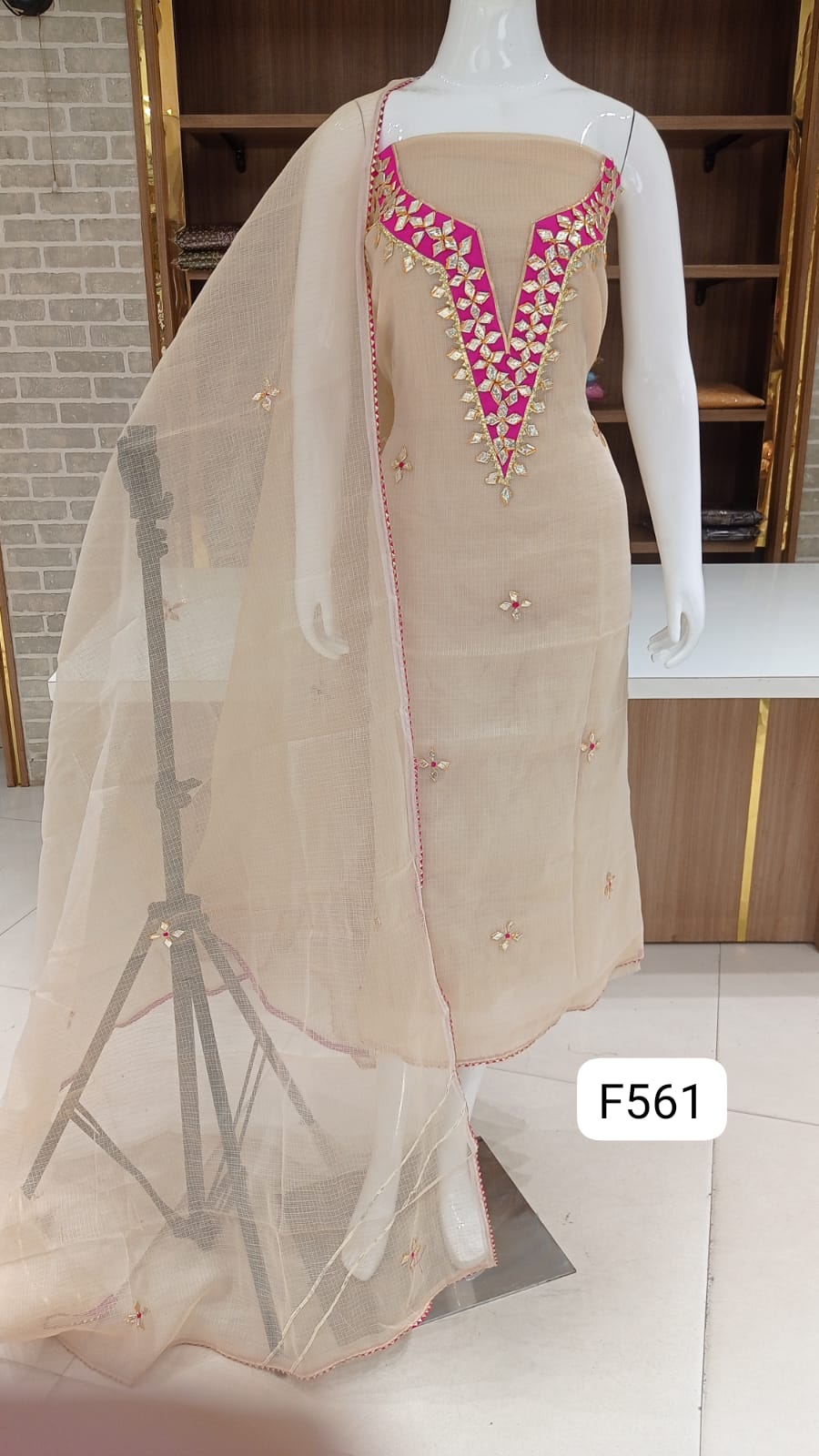 Beautiful Gota Patti Work Kota doria Unstitched Suit