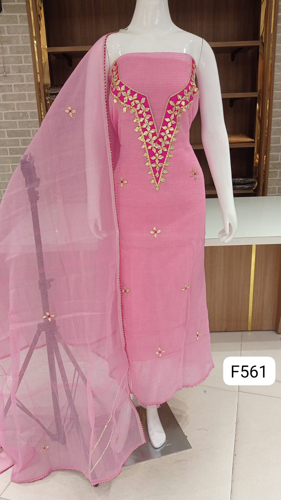 Beautiful Gota Patti Work Kota doria Unstitched Suit