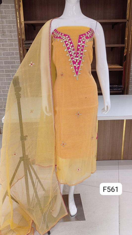 Beautiful Gota Patti Work Kota doria Unstitched Suit