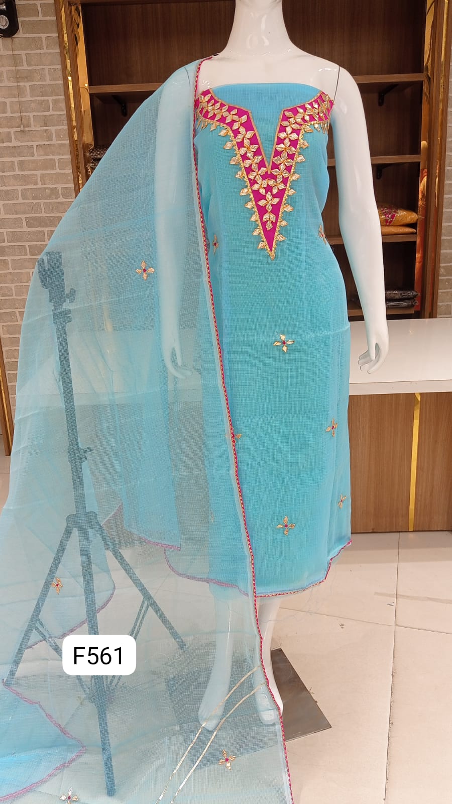 Beautiful Gota Patti Work Kota doria Unstitched Suit