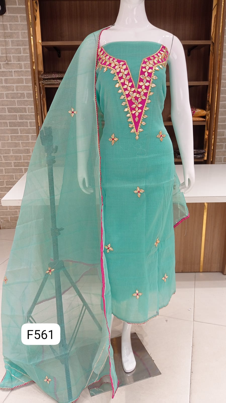 Beautiful Gota Patti Work Kota doria Unstitched Suit