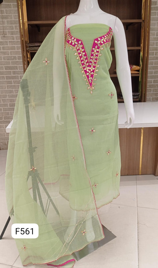 Beautiful Gota Patti Work Kota doria Unstitched Suit