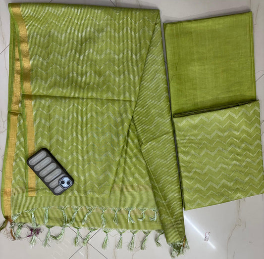 Bhagalpuri Katan Silk 3PC Unstitched Suit