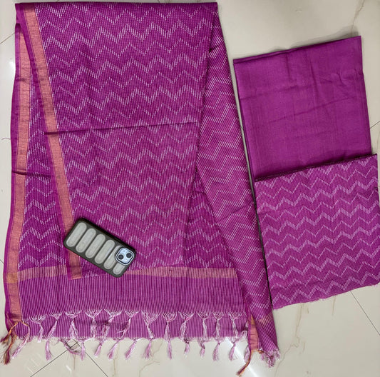 Bhagalpuri Katan Silk 3PC Unstitched Suit