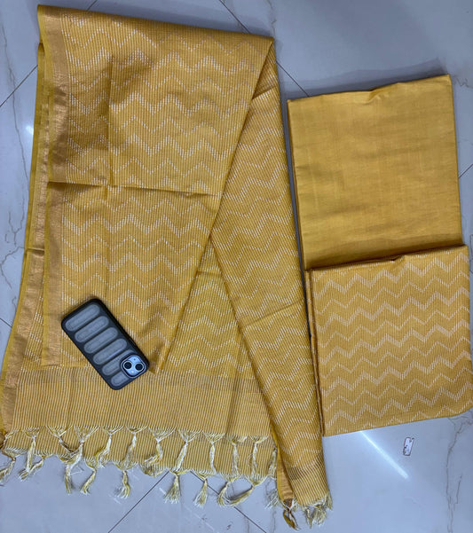 Bhagalpuri Katan Silk 3PC Unstitched Suit