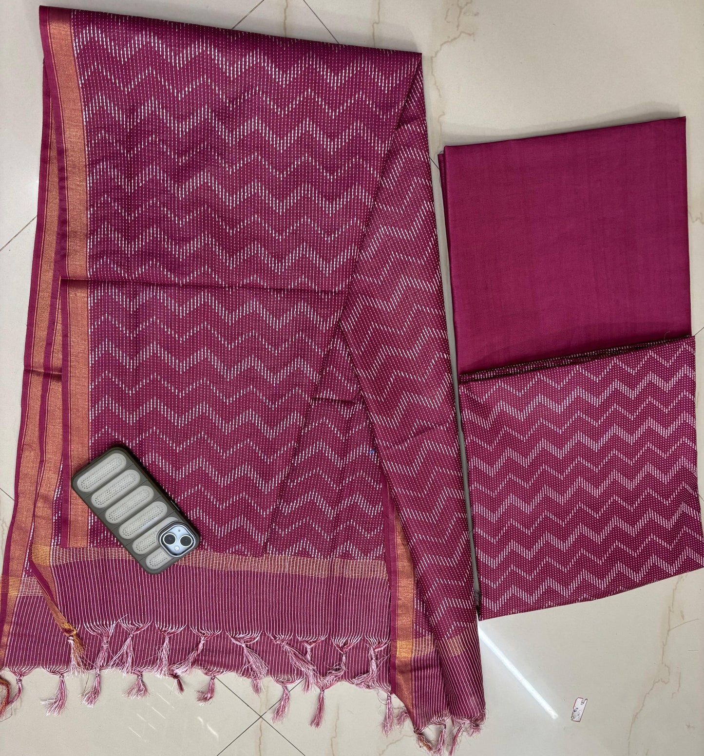 Bhagalpuri Katan Silk 3PC Unstitched Suit