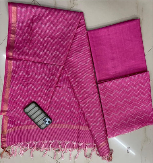 Bhagalpuri Katan Silk 3PC Unstitched Suit