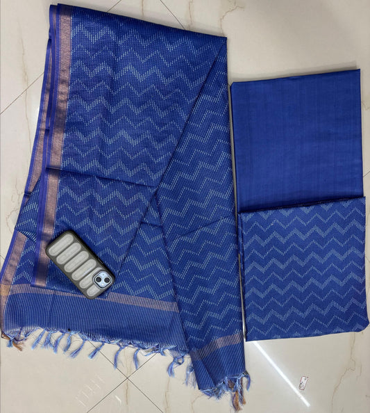 Bhagalpuri Katan Silk 3PC Unstitched Suit