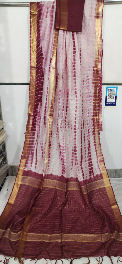 Pure Cotton Silk Mangalagiri  Saree With  Blouse .