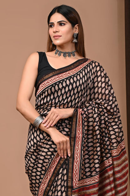 Traditional Hand-block Print Chanderi Silk Saree