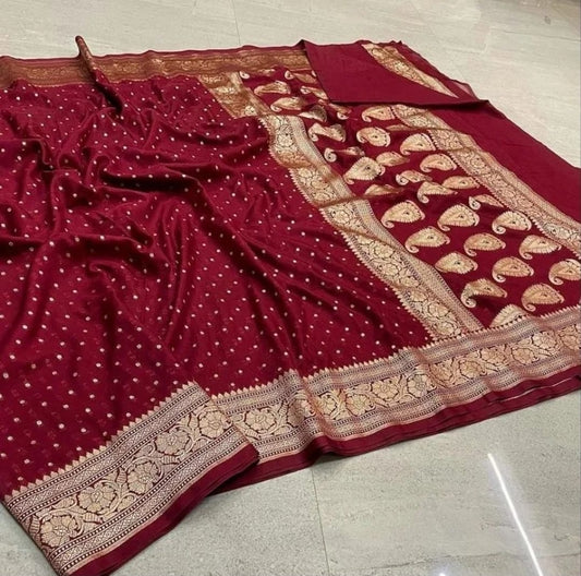 Banarasi Semi Khaddi Katan Georgette Soft Silk Saree