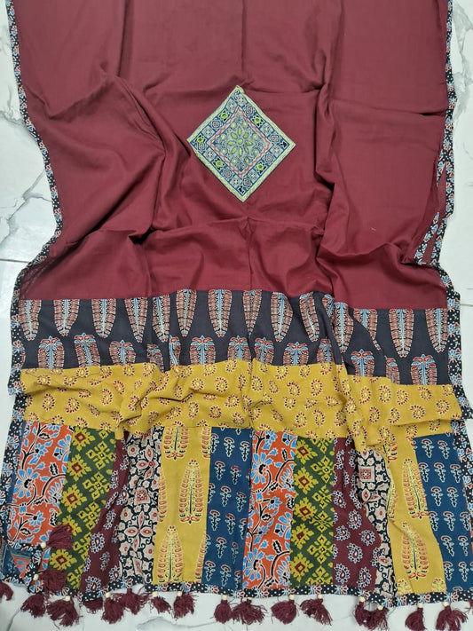 Pure cotton Applique Work Dupatta.