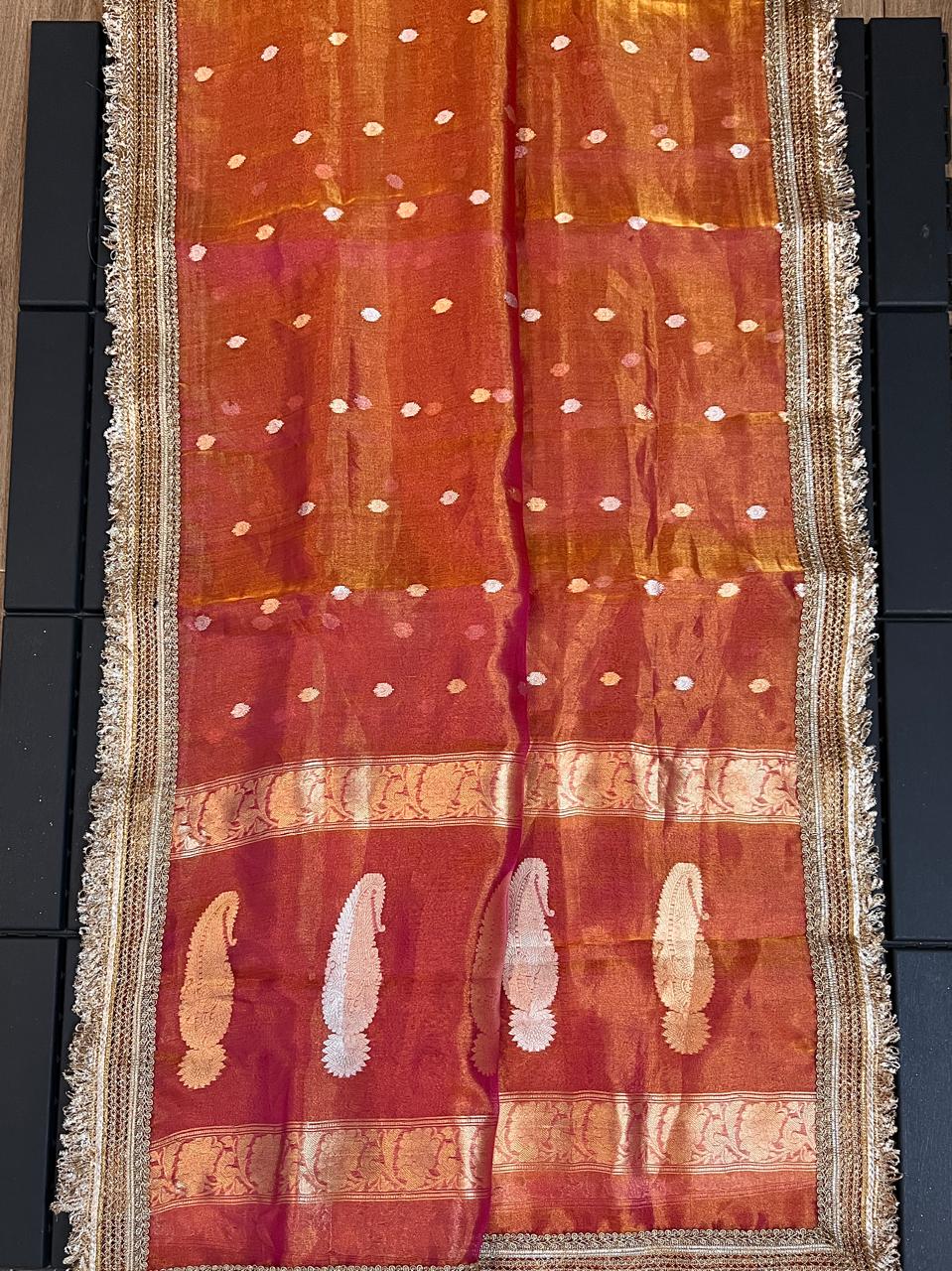 Pure Tissue Silk Saree With  Heavy Lace