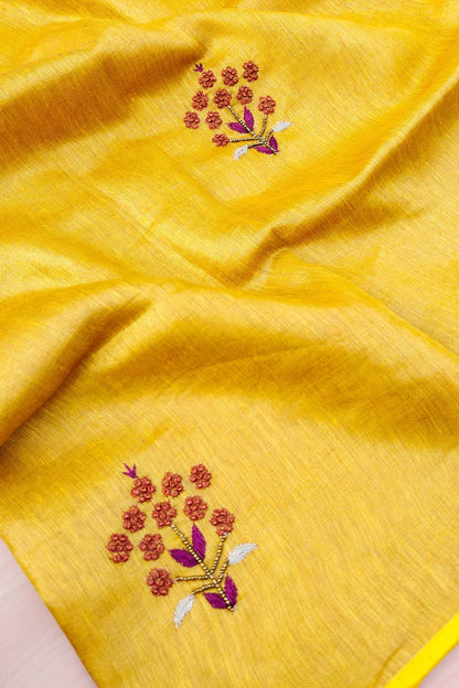 Pure Tissue Linen Saree With Handloom Perfection