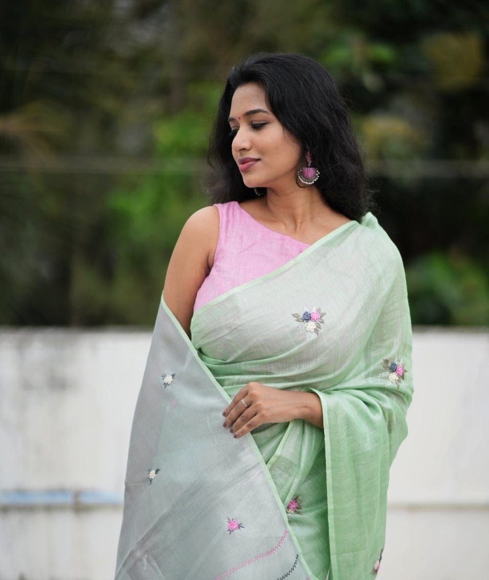 Pure Tissue Linen Saree With Handloom Perfection