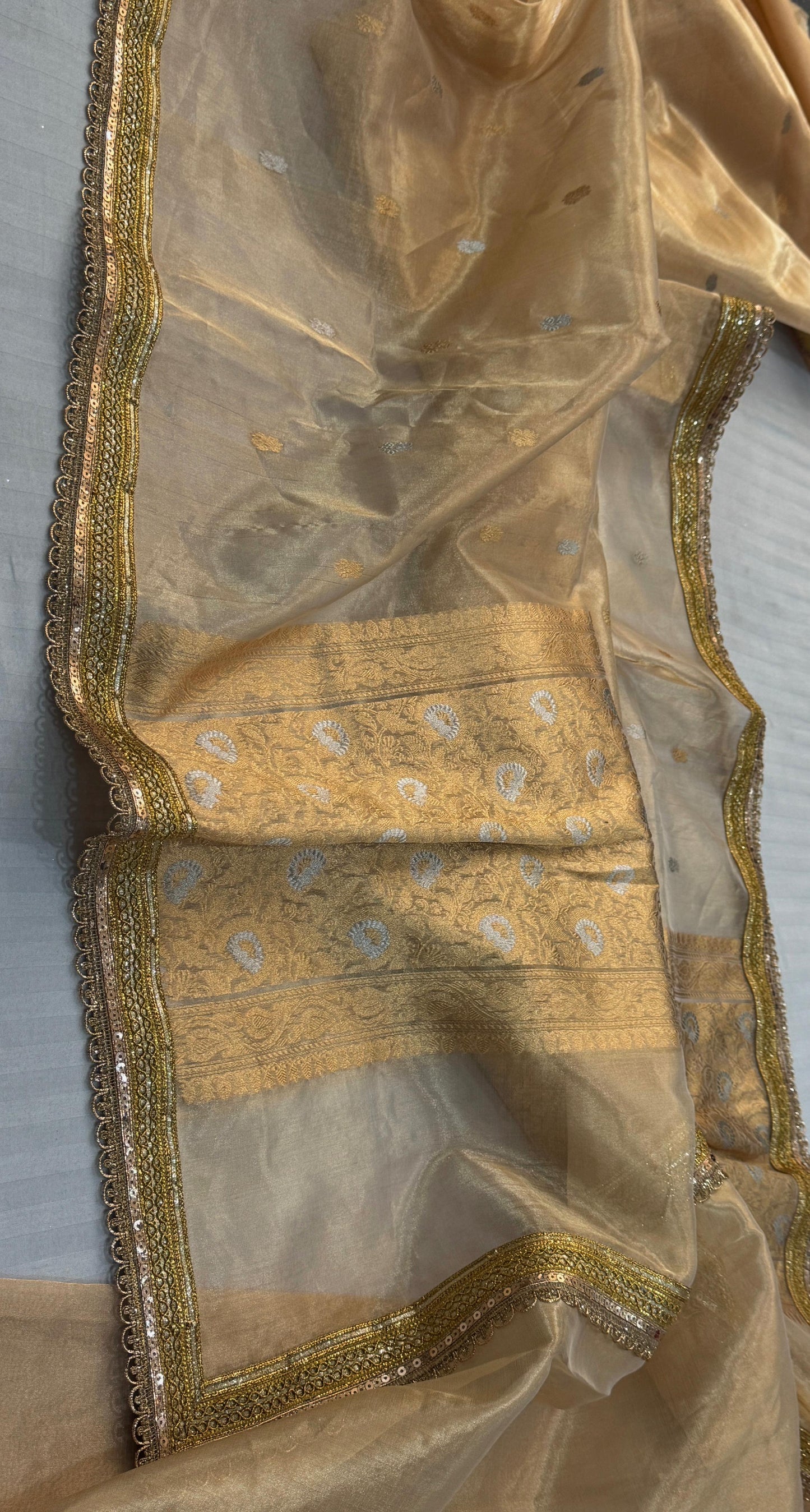 Pure Tissue Silk Saree With  Heavy Lace