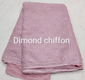 Pure Diamond Chiffon Saree With  Blouse