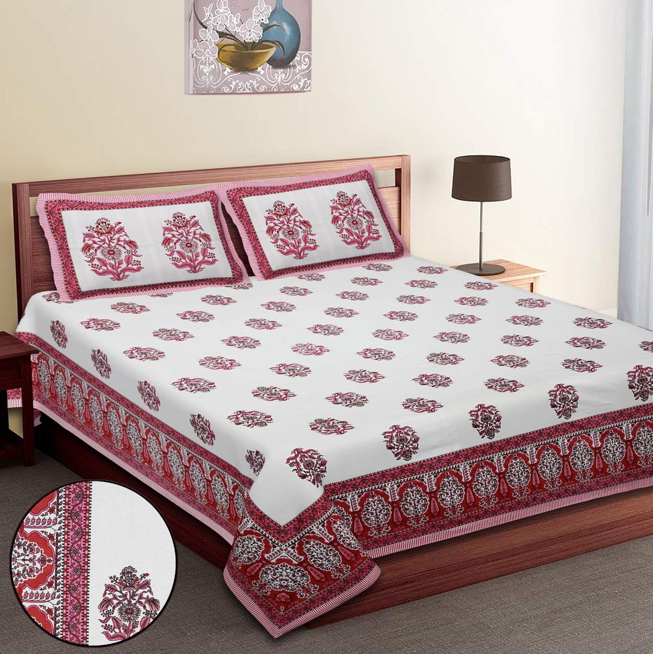 Pure Cotton Jumbo Size Double Bedsheet. ( 108X 108) with pillow covers