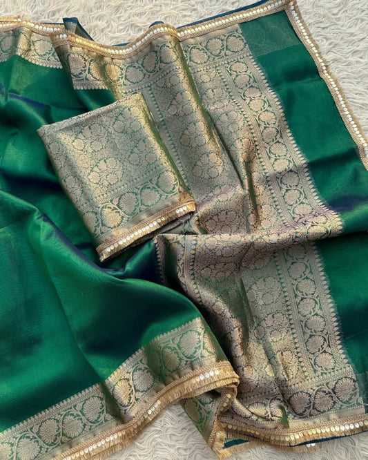 Banarasi Tissue Silk Saree With lace work border