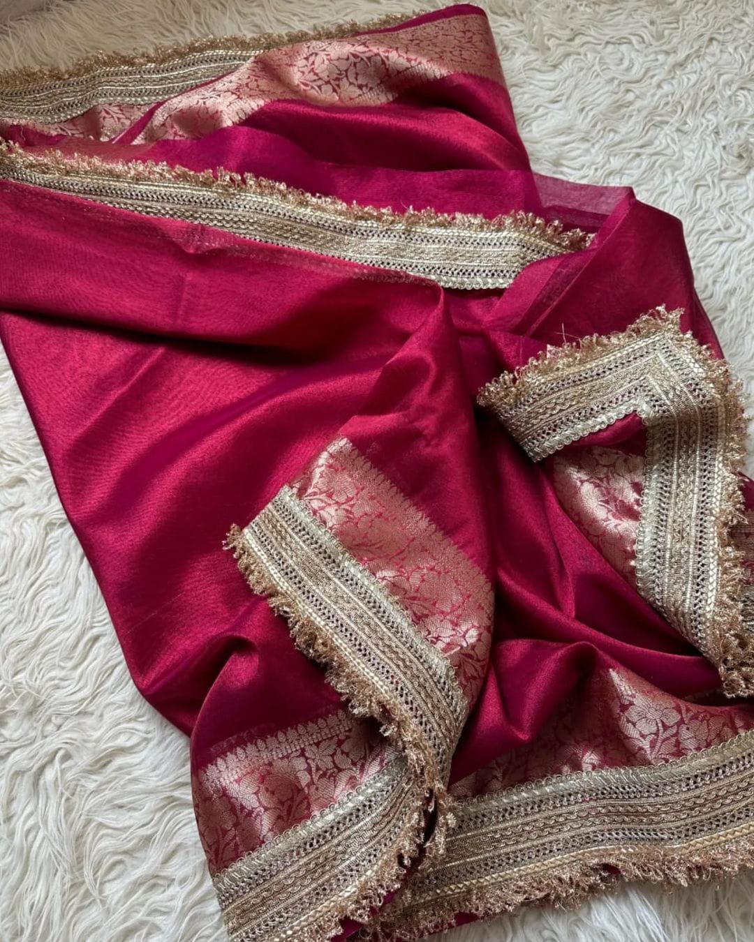 Banarasi Tissue Silk  Heavy Lace Saree With Blouse