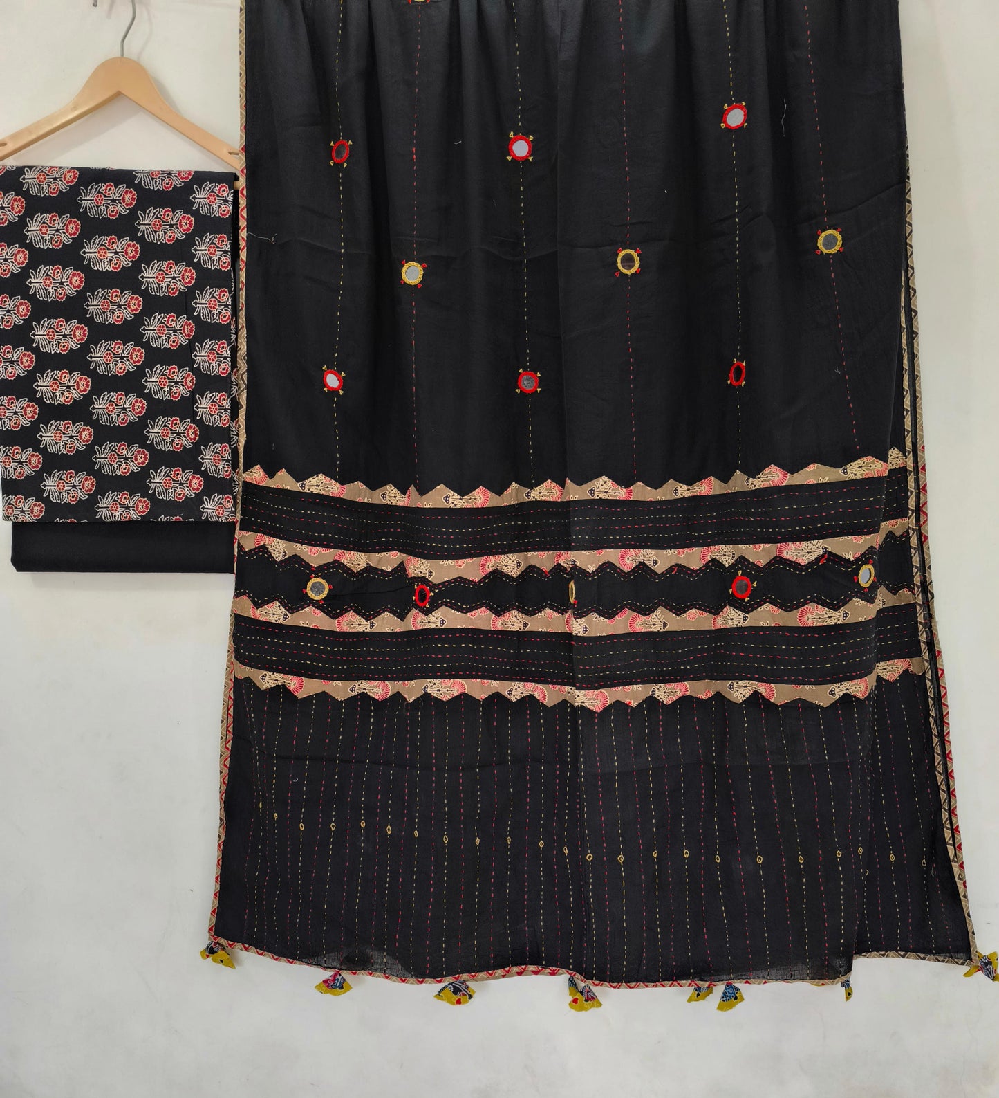 Ajrakh print cotton top With ajrakh mirror work  dupatta