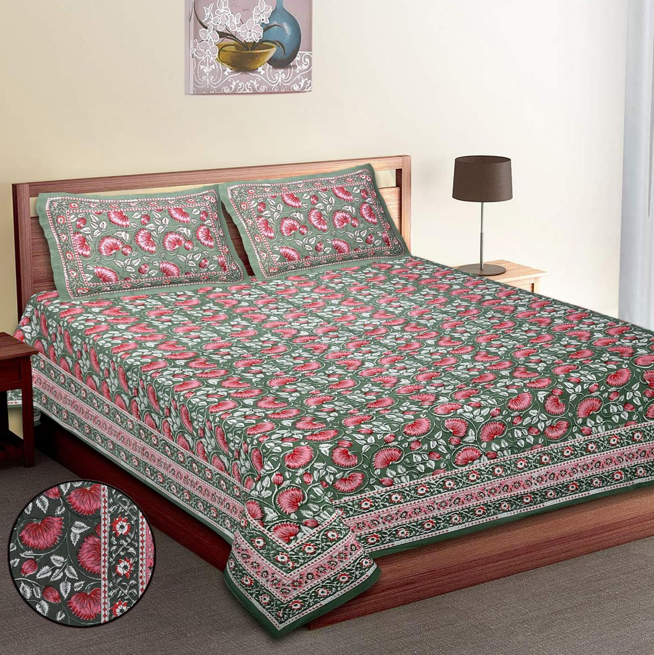 Pure Cotton Jumbo Size Double Bedsheet. ( 108X 108) with pillow covers