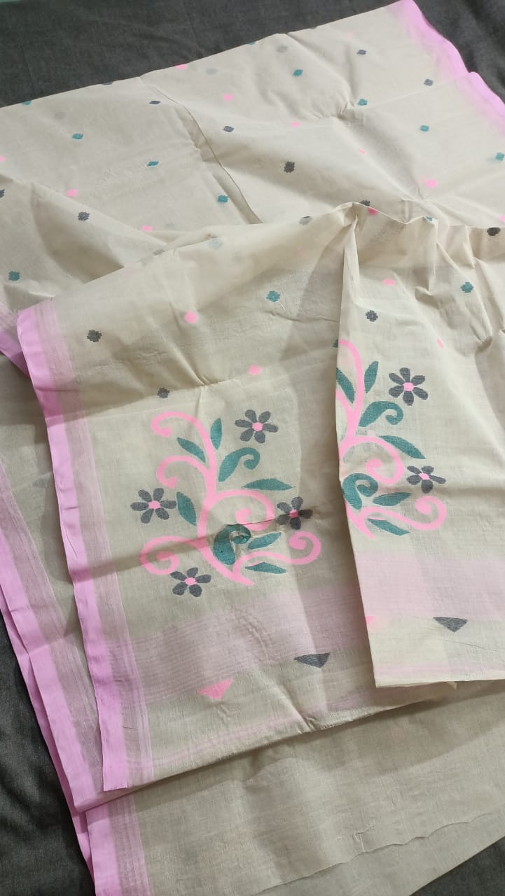 Pure Cotton needle work jamdani Saree