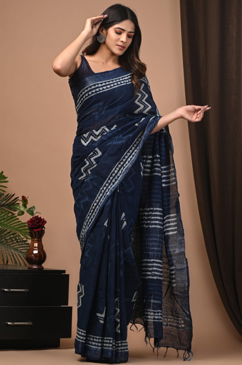 Traditional Hand-block Print Chanderi Silk Saree