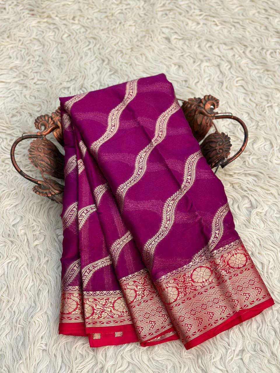 Banarasi Chinon Georgette Silk Saree With Zari Work