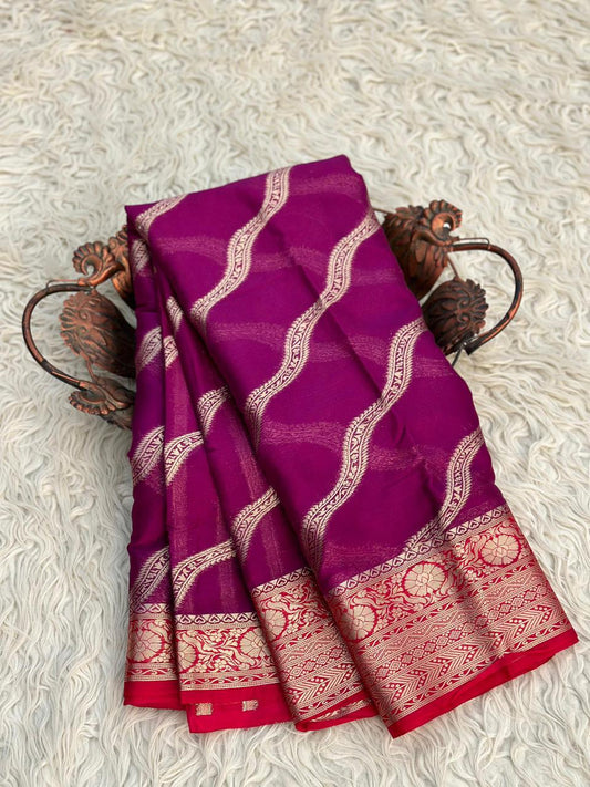 Banarasi Chinon Georgette Silk Saree With Zari Work