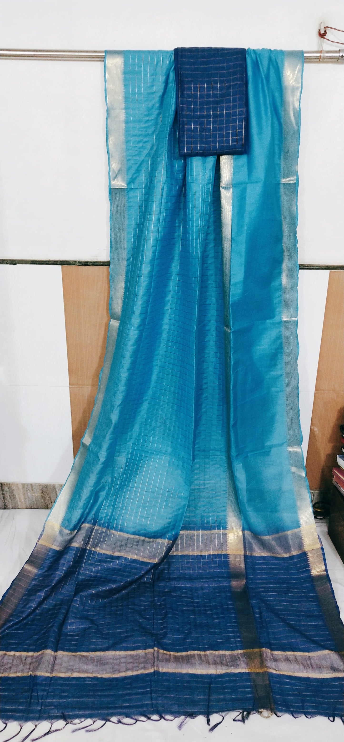 Pure Cotton Silk Mangalagiri  Saree With  Blouse .