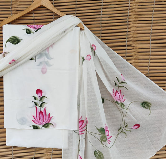 Exclusive new hand block printed cotton suits with cotton duptta